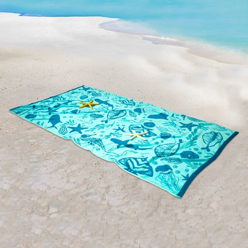 Luxuriously Soft Oversized Sea Life Beach Towel Quick Dry Eco-Friendly Absorbent