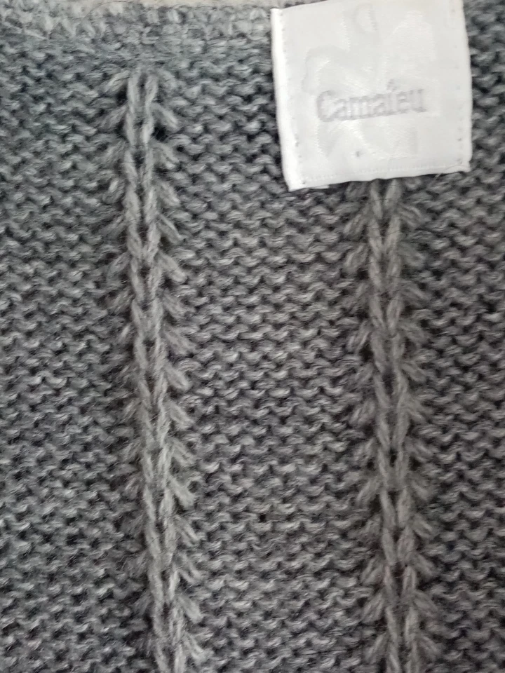 gilet veste marque camaieu taille S gris points ajourés 15% mohair dentelle - Photo 3/4