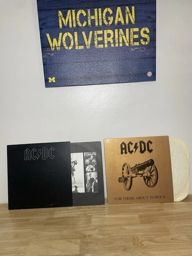 Lot Of ( 2 ) Vinyl Records AC/DC For Those About To Rock 1981 AC/DC Black 1980