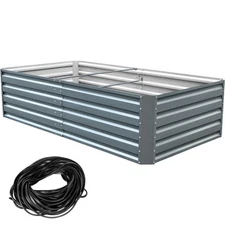 Galvanized Raised Garden Bed 80" x 40" x 19" Metal Planter Box Outdoor
