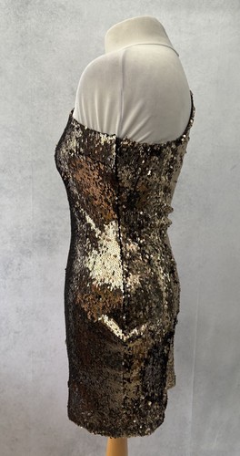 Top Shop Gold Sequin Dress Size 8 Off The Shoulder Short Polyester Women’s - Picture 7 of 12
