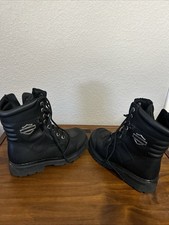 Harley-Davidson Women  s Leather Zip Boots 82116 Black Moto Riding Boots 8M