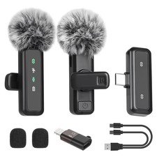 Wireless Lavalier Microphone for iPhone, Mini Mic with LED Display, Plug and ...