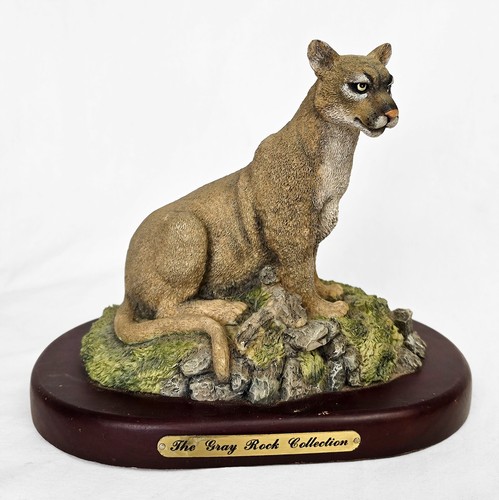 Amy & Addy Gray Rock Collection Mountain Lion Cougar Puma Resin Figurine c.1990s