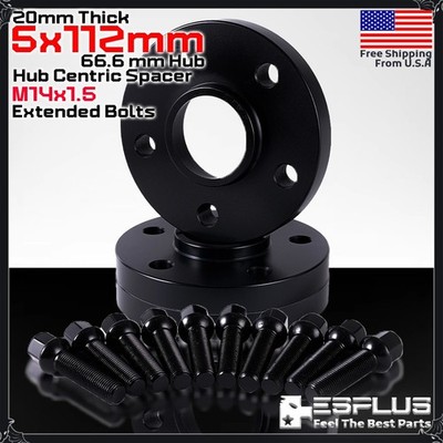 2x 20 mm Audi 5x112 66.6mm Hub Centric Spacer Fit Latest A/Q/R/RS/S/SQ -Series