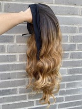 Damen Perücke wellig Ohne Pony Ombre weich Cosplay Lang Stirnband gelockt Wig