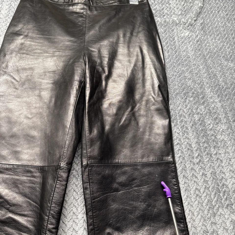 Pantalones de Cuero Ann Taylor 4 Negros Pierna Recta Forrados Cremallera Lateral De Colección 27x26.5 Foto 4 de 4