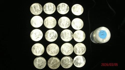 1967 Uncirculated 40% Silver Kennedy Half Dollar 20-Coin Roll