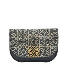 LOEWE Repeat Anagram Goya Wallet/Coin Case Navy/Beige Canvas Leath... GZl1dudd