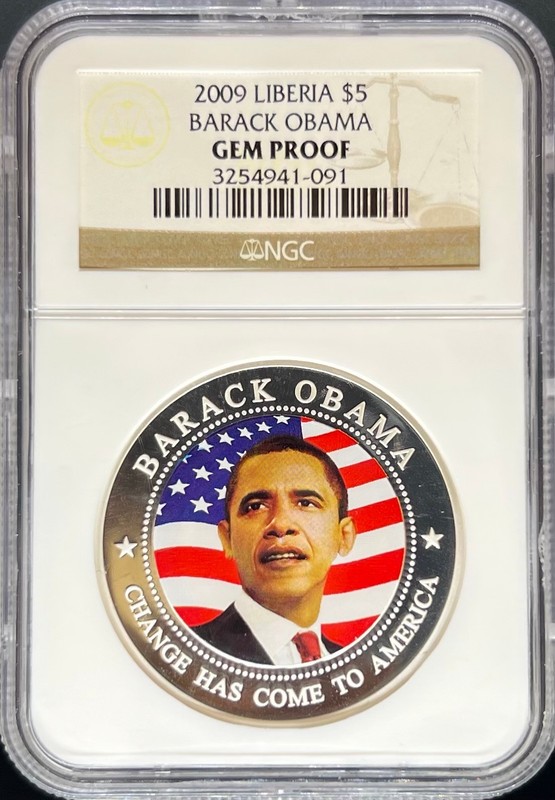 2009 $5 Liberia Barak Obama Gem Proof NGC GEM PR (#PA3254941091)