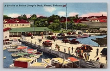 Vintage Linen Postcard Prince George's Dock Nassau Bahamas Tichnor