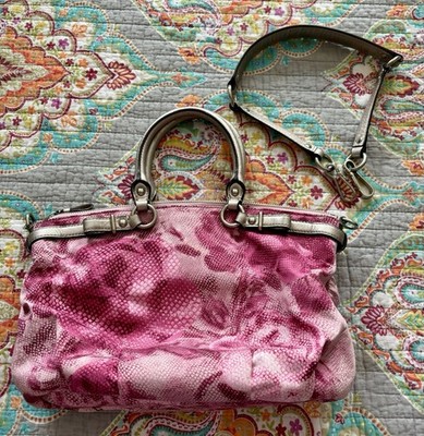 COACH Y2K MADISON MAGGIE Sophia Pink Floral Rose Canvas Hobo