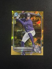 Topps 2025 Bowman Chrome Draft Sapphire Ethan Hedges Gold #BDC-148 /50 Rockies