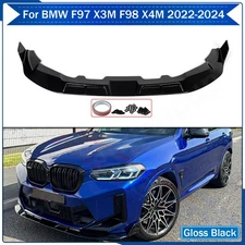 Gloss Black Front Bumper Lip Spoiler Splitter For BMW X3M F97 X4M F98 2022-2024