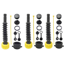 FLEXIBLE REPLACEMENT GAS SPOUT WITH 2 SCREW COLLAR CAPS - FITS Pack of 3 
