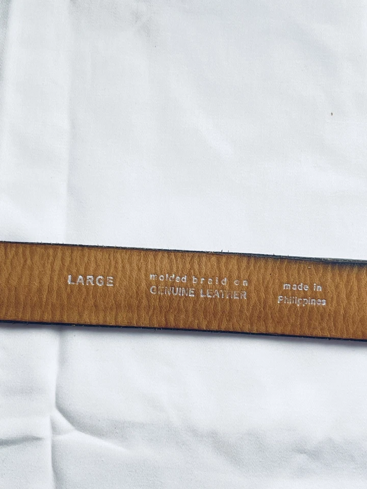 Cinturón de cuero trenzado para niño negro talla 33”-37” dinero antiguo clásico herencia preppy Foto 4 de 4