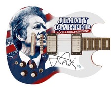 President Jimmy Carter Signed Autographed Photo Guitar ACOA