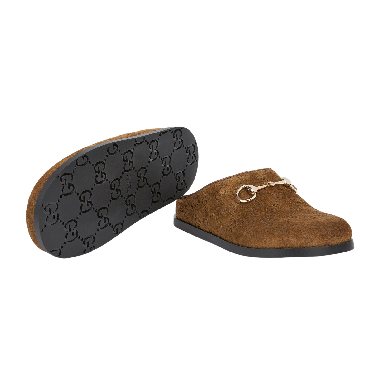 GUCCI Horsebit $890 Women's Brown GG Suede Mules New & Authentic image 5