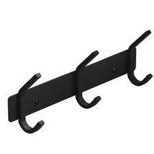 Black Wall Hook Coat Rack Heavy Duty Hanger 3 Hooks Clothes Robes Towels Hat