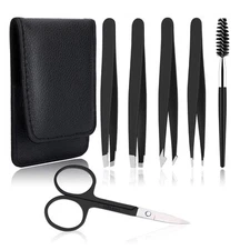 6 PCS  Stainless Steel Professional Precision Tweezer Kit for Facial Hair