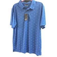PGA Tour Polo Shirt Men XL Blue Golf Club Pattern Short Sleeve Performance NWT