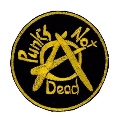 Punks Not Dead Aufnäher   8 x 8 cm   Gelb-Schwarzer Patch   Anarchie Punk Sticke