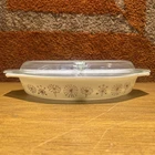 ✨Retro✨ VTG Pyrex Dandelion Duet Divided Covered Oval Casserole 1.5 Qt