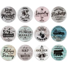 12 Pieces Farmhouse Fridge Magnet Bulk Retro Wood Grain Decorative Magnets for