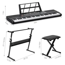 🎸FAST, FREE SHIPPING!🎸61 Key Electric Piano/Keyboard +Stand +Stool!