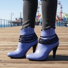 Women 2PC Black Metal Chain Boot Bracelet Anklet Multi Strand Shoe Charm Holiday