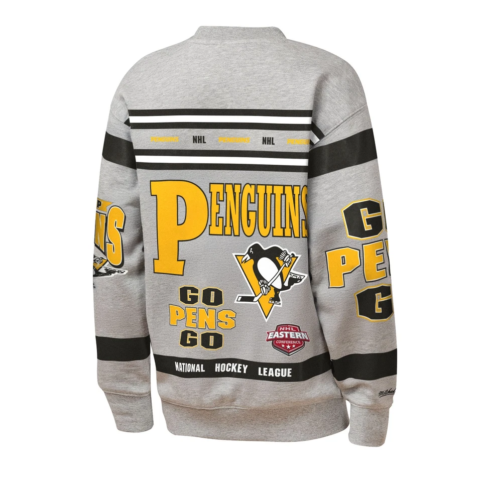 Vellón con estampado integral Mitchell & Ness gris jaspeado Pittsburgh Penguins juvenil Foto 3 de 3