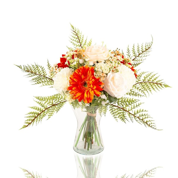 Artplants Kunst Gerbera Strauß Malia Rose, Nelke, Orange, 50Cm, Ø40Cm-image