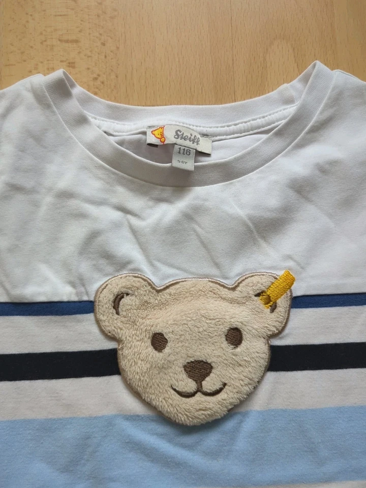 Steiff Jungen T-Shirt weiß blau Gr. 116 - Bild 3 von 4