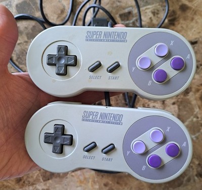 2 Official Super Nintendo SNES Original Authentic OEM Controllers Working Lot B
