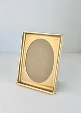 Vintage 5x7 Shadow Box Oval Mat Table-top Desk FRAME Embossed Gold Tone