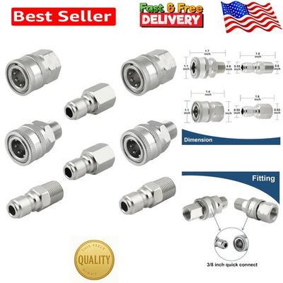 #ad 8 Piece Stainless Steel Pressure Washer Quick Connect Fittings Set 3 8 Inch $55.99