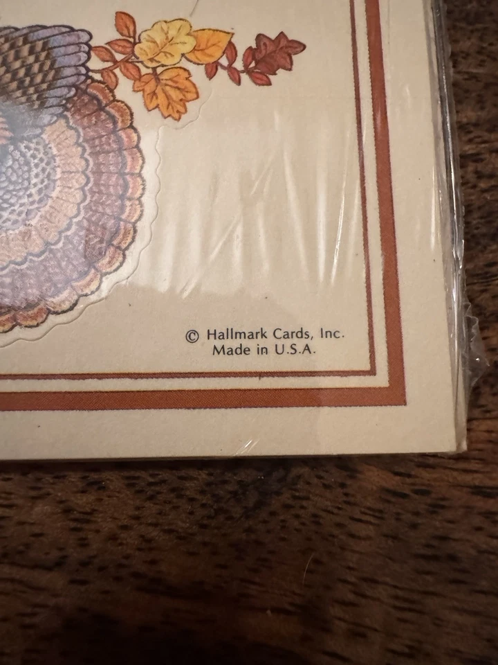 Vintage Hallmark Thanksgiving Place Cards 8 Cut Out Turkey Retro New - Image 3 of 4