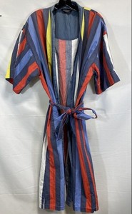 Christian Dior Men's Vintage 80s Robe Multicolor Stripe Cotton Belted One Size