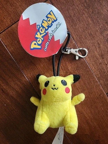 Pikachu Keychain 1999 Plush Stuffed Animal Toy Fat Nintendo 3.5" NWT Vintage