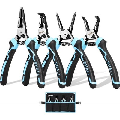Snap Ring Pliers Set 4 Pieces Heavy Duty 7 Inch Circlip Pliers Compact Bag