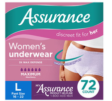 Assurance Women's Incontinence & Postpartum Underwear, L , Maximum Absorbency