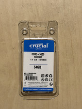 New Sealed Crucial 64GB 1 x 64GB DDR5 5600 CL46 Laptop Memory CT64G56C46S5
