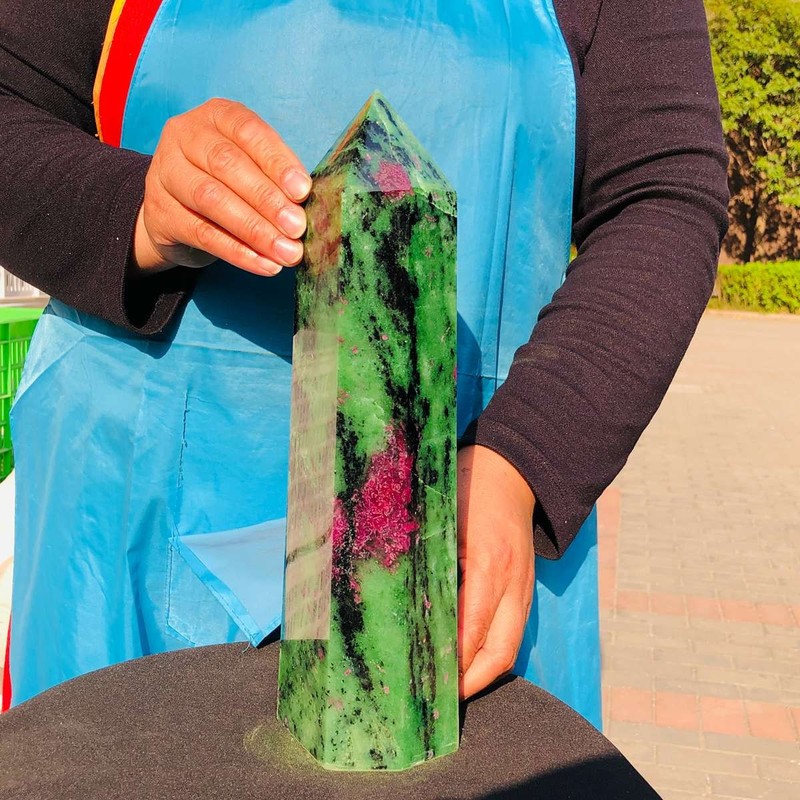 3740g  Natural emerald And Ruby Symbiosis Stone  Wand Obelisk Point Reiki Healin