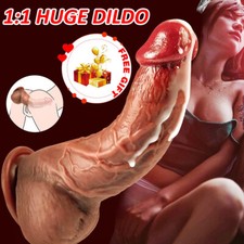 8" Huge Thick Dong Realistic Dildo Silicone Curved Big Dick Anal G-Spot Sex Toy