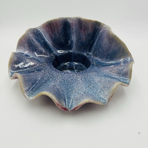 Studio Art Pottery Shell Large Candle Holder MCM Vintage Pink Purple Signed Rare - Picture 13 of 24