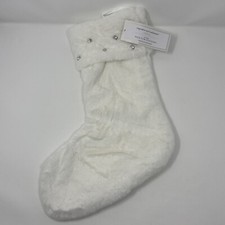 Cupcakes and Cashmere Faux Fur White 22" Rhinestone Bling Christmas Stocking