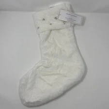Cupcakes and Cashmere Faux Fur White 22" Rhinestone Bling Christmas Stocking
