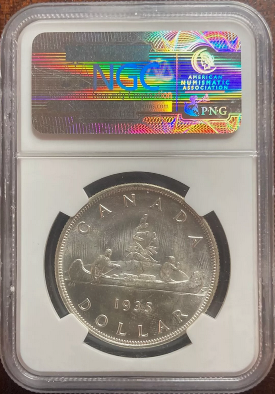 オーストラリア　1935年　1シリング銀貨　NGCスラブ 1935 S$1 SILVER DOLLAR GEORGE-V CANADA GEM-BU NGC MS65 RARITY R4