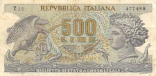 Italy  500  Lira  23.2.1970  P 93a  Series Z 25  Circulated Banknote MPCH