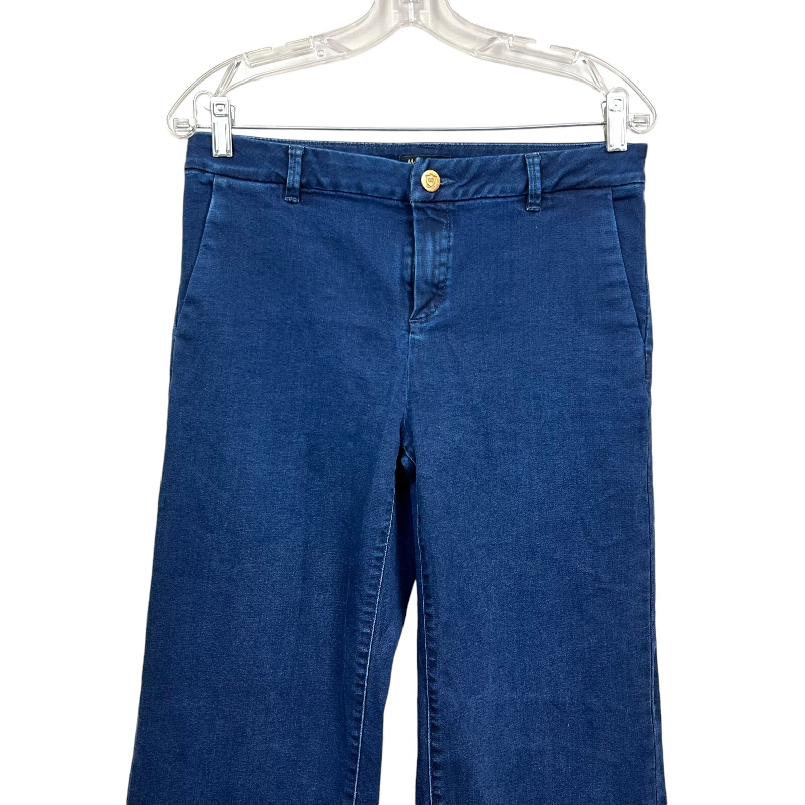 Massimo Dutti Womens Jeans Crop Wide Leg Stretch Slash Pockets Blue Sz 8 thumbnail 2